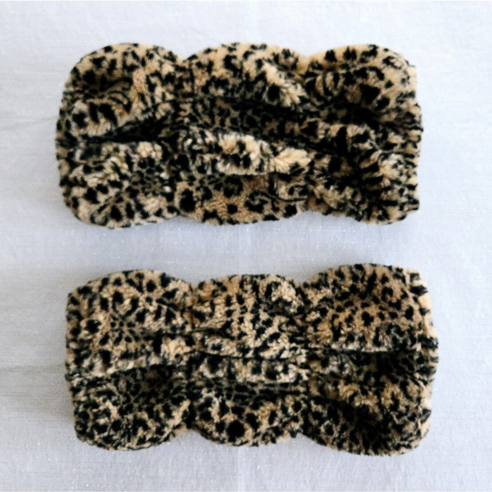 Vintage Hand Warmer Muffs Set Of Two Faux Fur Leopard Print Classic Midcentury